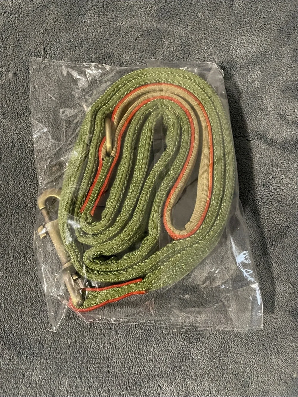 Olive Green & Orange Dog Harness and Leash Set